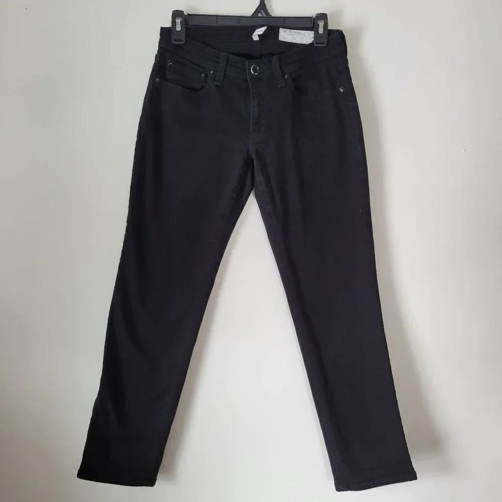 Rag & Bone Dre Low Rise Slim Boyfriend Jeans Black Stretch Denim Size 24